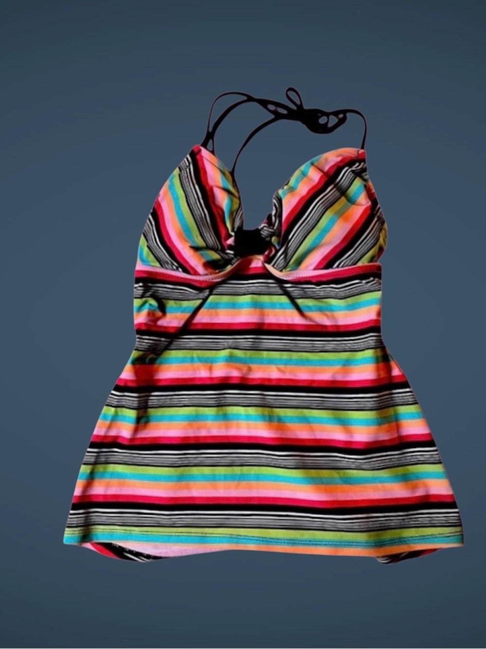 Xhilaration Tankini Top Size Medium Multi Colored Horizontal Stripes